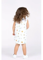Kyron Girl's Floral Print Sleeveless Summer Dress - White, Colorful Flower Detail, Casual and Comfortable Design