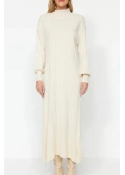  Modest Stone Stand Collar Knitwear Dress TCTAW24EB00015