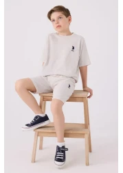 U.S. Polo Assn. بدلة برمودا بنية للأولاد