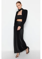  Collection Satin Woven Black Long Skirt - TPRAW24ET00040