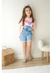 SANTRALBEBE بدلة مطبوعة كورومي مع شورت بناتي