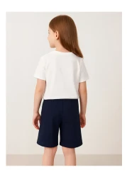 U.S. Polo Assn. بدلة برمودا بيضاء للبنات