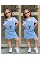 yns coolstar minnie embroidery Jeans Adjustable Strap Gilet / Denim Dress