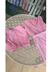 Magu طقم بناتي من القطن بدون أكمام وبنطلون واسع الساق - أناقة صيفية