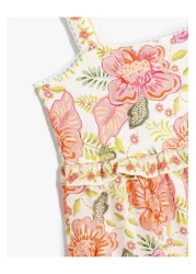 Koton فستان بطبقات مطرزة وكشكشة بطبعة زهور