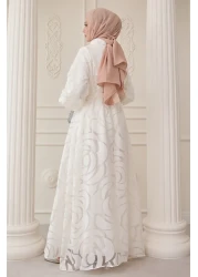InStyle Tulle Balloon Sleeve White Dress