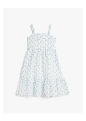 Koton Thick Strap Floral Patterned - Embroidered Cotton Lined Dress