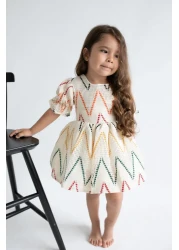 Magu فستان قطني مبطن بنمط إكرو للفتيات