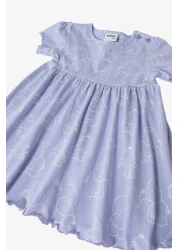 Kyron 100% Cotton Collar Button Closure Baby Girl Dress - Lilac