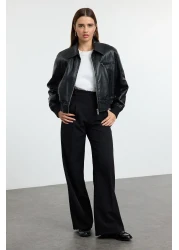  Collection Black Pleated Wide Leg/Wide Leg Woven Pants Twoaw25Pl00109 Palazzo