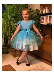 Lupita Girl's Blue Snow Queen Elsa Dress
