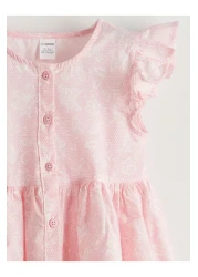 LC Waikiki Lcw Kids Pink Crew Neck Floral Girl Poplin Dress S58355Z1Nvy25