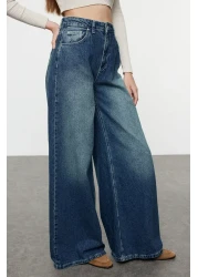  Collection High Waist Extra Wide Leg Dark Blue Palazzo Jeans - Twoss23Je00286