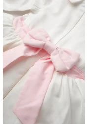 Le Mabelle White Long Sleeve Flower Embroidered Girl's Dress - Rina