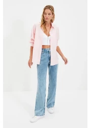  Collection Pink Single Pocket Boyfriend/Wide Fit Cotton Woven Shirt TWOAW20GO0115