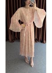 HAZELANNA فستان طويل بحزام بألوان الباستيل