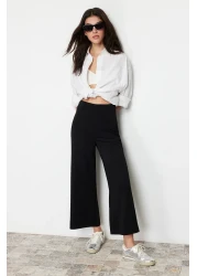  Collection High Waist Cut Detail Black Culotte Trousers - TWOSS24PL00036