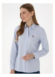 U.S. Polo Assn. U.S. Polo Assn. Slim Fit Shirt Collar Light Indigo Women's Shirt Woxcolor025Y