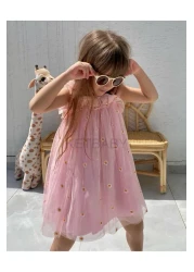 KETBaby Girl's Daisy Embroidered Strap Dress