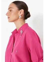  Collection قميص فوشيا منسوج - تفاصيل حجرية، مقاس عادي TWOSS24GO00069