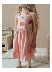 YİGİT BUTİK فستان بناتي بحزام مطرز بالزهور من Yigit Boutique