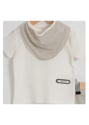 TRENDİMİZBİR Unisex Cotton Scarf Beige Muslin Bottom Top Set