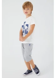 U.S. Polo Assn. Palm Pattern Cream Boy Capri Suit