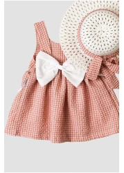 Chicsy Baby Hat Gingham Patterned Bow Flexible Baby Girl Dress