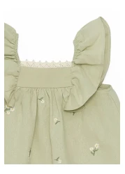 LC Waikiki فستان LCW Baby بياقة مربعة بدون أكمام وطبعة زهور للفتيات الصغيرات