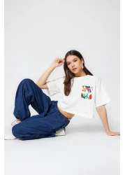  Collection تي شيرت محبوك برقبة دائرية من إكرو - 100% قطن، مقاس واسع TWOSS23TS00369