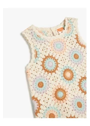 Koton فستان تريكو قطني بدون أكمام بتفاصيل محبوكة وياقة دائرية