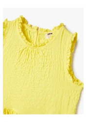 Koton فستان مكشكش بدون أكمام ورقبة دائرية وطبقات