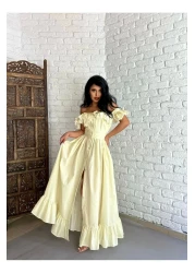 moneta boutique فستان قميص طويل بتصميم كشكش بأكمام للنساء