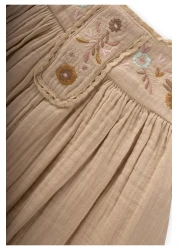 Cigit طقم شال موسلين عضوي مطرز لعمر 1-7 بيج