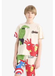 Defacto Boys Marvel Avengers 2Pcs Set Short Sleeve T-Shirt Shorts E0346A825Sm