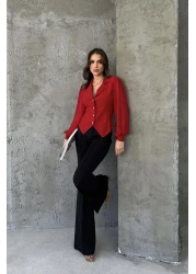 RB CLUB بلوزة شيفون - أكمام بأزرار