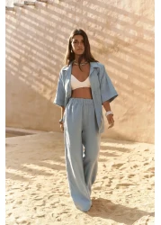 BOHEMAİ Baron Blue Linen Shirt Pants Suit