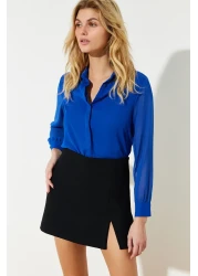  Collection قميص منسوج أزرق فاتح شفاف - مقاس عادي عادي TWOAW20GO0116