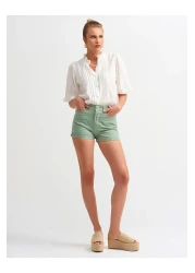 Dilvin 5807 قميص بأكمام بالونية ومفصل - إكرو