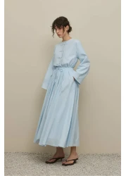 Fahhar Gathered Wide Voile Skirt Light Blue