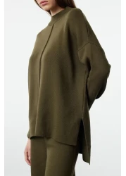  Modest Khaki Knitwear Sweater and Trousers Set - TCTAW25US00048