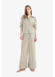 Defacto قميص بوبلين مخطط فضفاض بأكمام طويلة F0403AX25SM