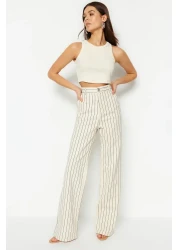  Collection جينز متعدد الألوان مخطط عالي الخصر واسع الساق TWOSS23JE00247