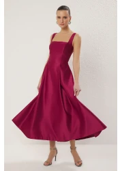  Collection Plum A-Line Satin Woven Chic Evening Dress Night Graduation Dress Tpraw25El00040