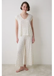 Penti Bloom Printed Ecru Trousers