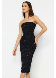  Collection فستان سهرة أسود ببطانة من الحجر اللامع فستان سهرة أنيق TPRSS23EL00476