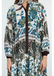  Modest فستان منسوج من الفيسكوز باللون البني TCTSS24EB00221