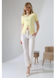 Butik Beyza بلوزة ليكرا بأزرار شمسية