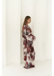 BOHEMAİ Saifudin Lacing Detailed Burgundy Shirt Pants Suit