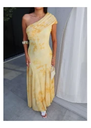 ESRAHELVACI فستان بنمط الباتيك بكتف واحد